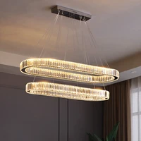 modern luxury crystal led chandelier round chrome glossy hanging lamp living room bedroom pendant light dining lighting fixture