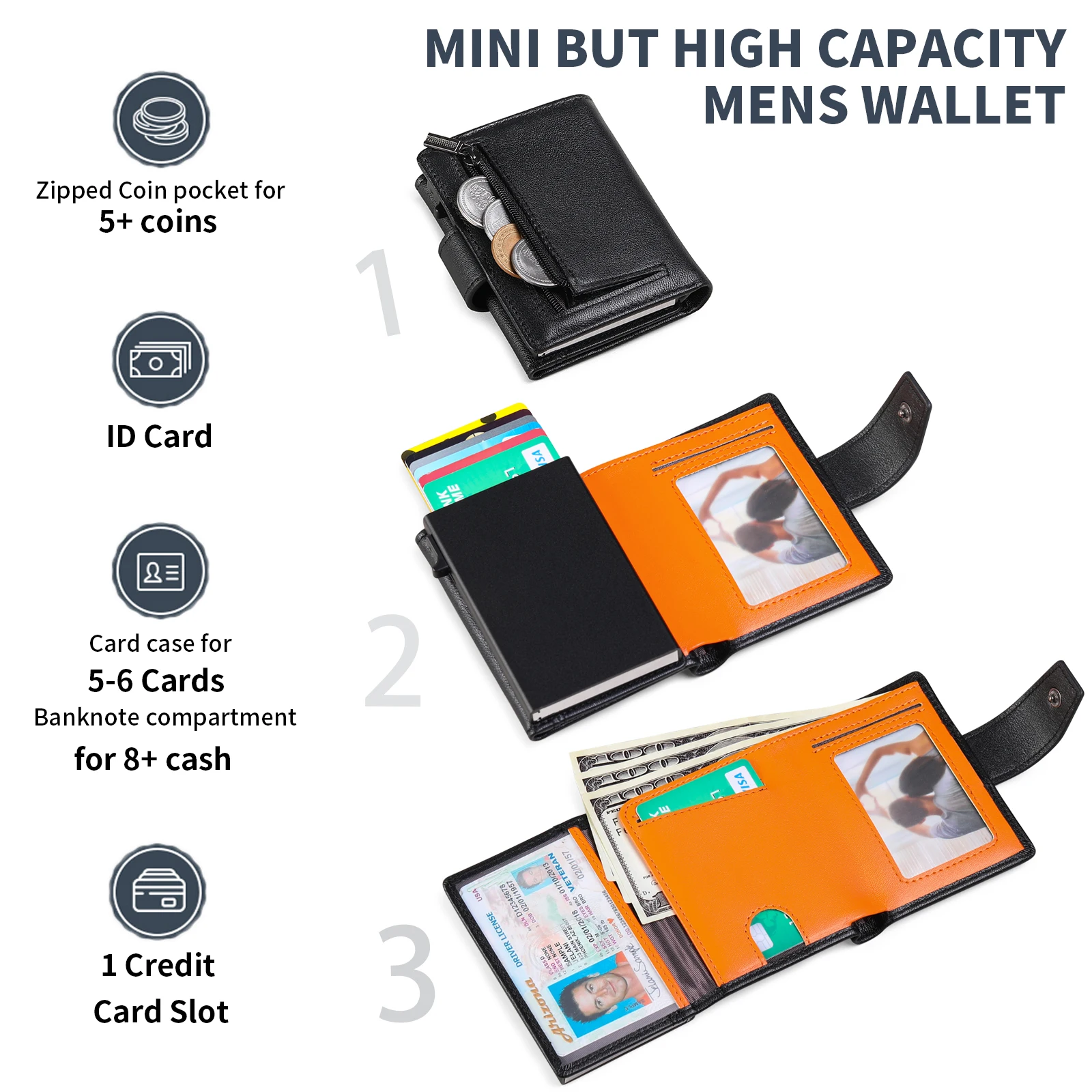 SENDEFN New Anti Rfid Credit Card Holders Smart Wallets Men Genuine Leather Purse Vintage Short  Man Purses Money Bag