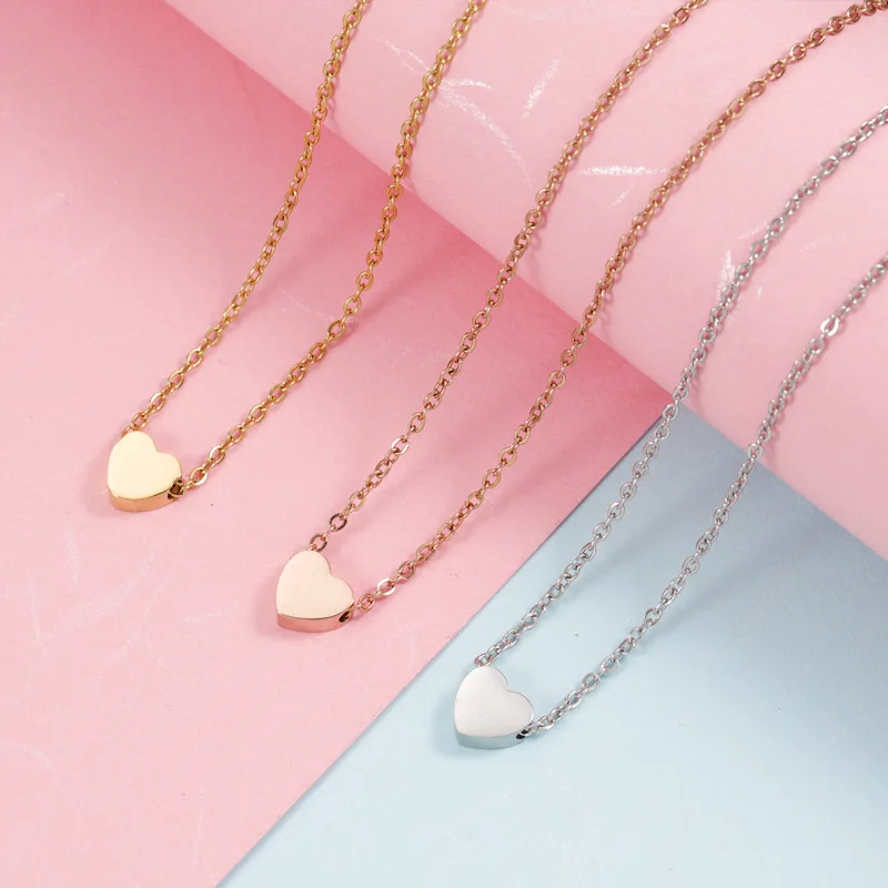 

Simple Stainless Steel Gold Color Love Heart Necklaces for Women Chokers Trend Fashion Festival Party Gift Jewelry