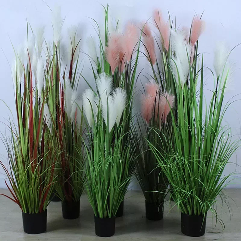 

Large Artificial Pampas Grass Nordic Home Decor Reed Potted Plants Wedding Party Garden Living Room Decoration Fake Flowers S06
