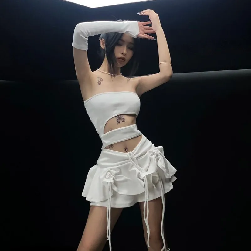 

Europe Streetwear 2023 Summer Sexy Women Wrinkle Style Dress Formal Elegant Clothes Evening Party Dresses Girl Joint Robe Y2k