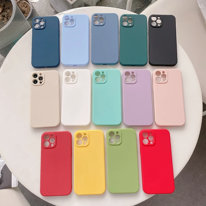 

Soft Candy Square Phone Case For iPhone 11 12 13 Pro Max XS X XR 7 8 6 6S Plus SE 2020 Mini Shockproof Bumper Back Cover