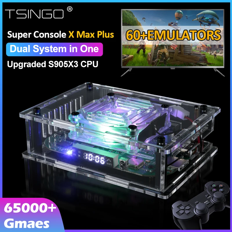 Новая супер консоль TSINGO X Max Plus 4K HD выход двойная система WiFi Ретро ТВ Видео игровой