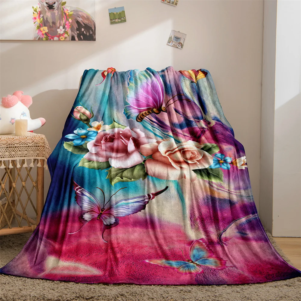 

Butterfly Pattern Throw Blankets Super Soft Printing Family Car and Sofa Flannel Blanket on The Bed Throws Summer Office Quilts