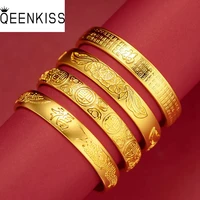 qeenkiss bt5283 fine jewelry wholesale fashion woman girl bride party birthday wedding gift fu peony 24kt gold bracelet bangle