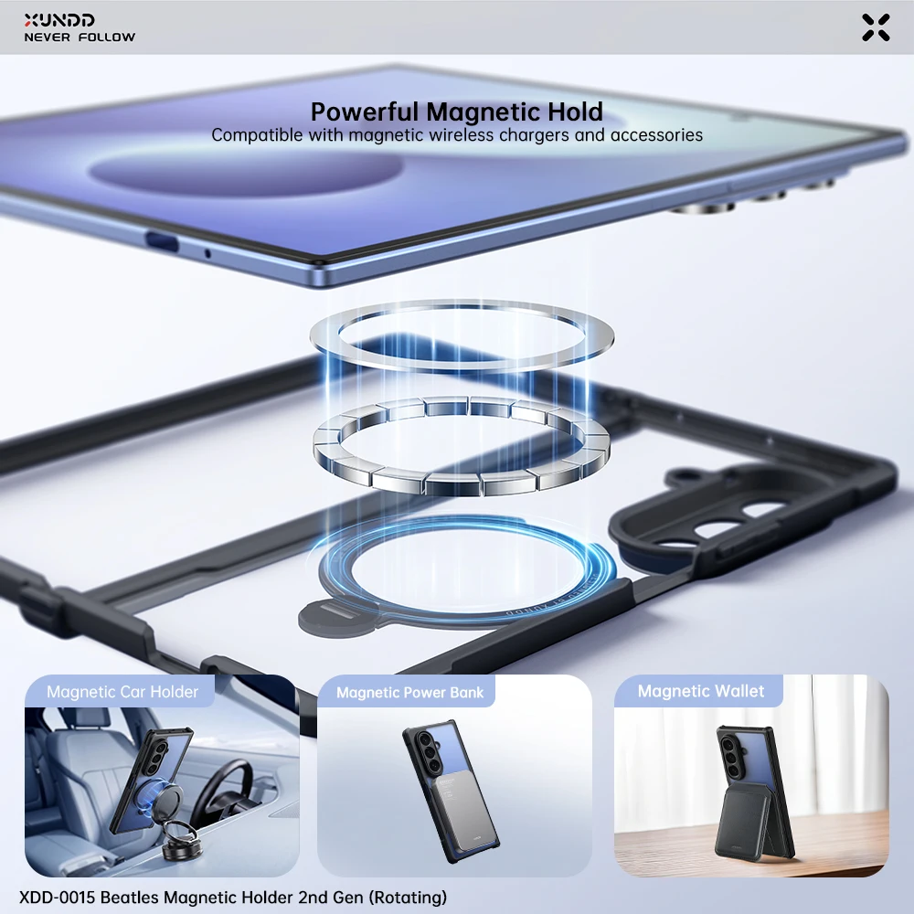 Чехол XUNDD для Samsung Galaxy Z Fold 8 Ultra с магнитной подставкой, защитой шарнира, прозрачный, ударопрочный, с воздушной подушкой, из PC и TPU, защита от падений. (art.: 3920dc7abb894) - 3920dc7abb894