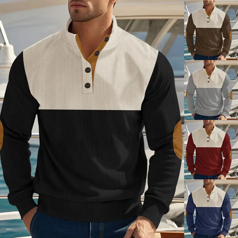 Свитер мужской с воротником-стойкой повседневный Модный пуловер цветными
