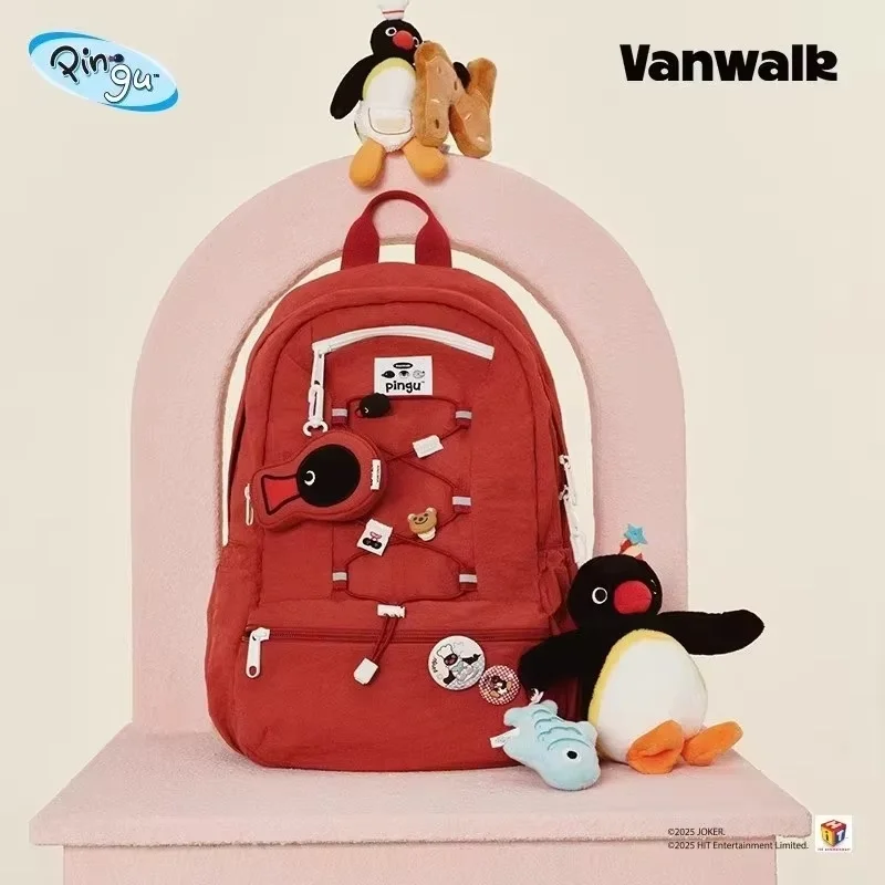 Фото Оригинальный новый Vanwalk Pingu Penguin школьный рюкзак большой вместимости рюкзак Pingu модель пингвина обратно в школу подарок на сезон №4