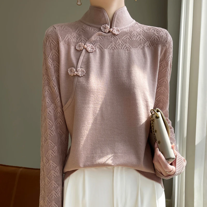 Весенне-осенний новый камвольный свитер из ультратонкой шерсти женский