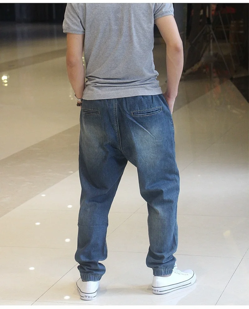 Men Jeans Streetwear Trend Hip Hop Pants Men Fashion Leggings Harem Pants Loose Large Size Jeans Elastic Waist Skateboard Pants