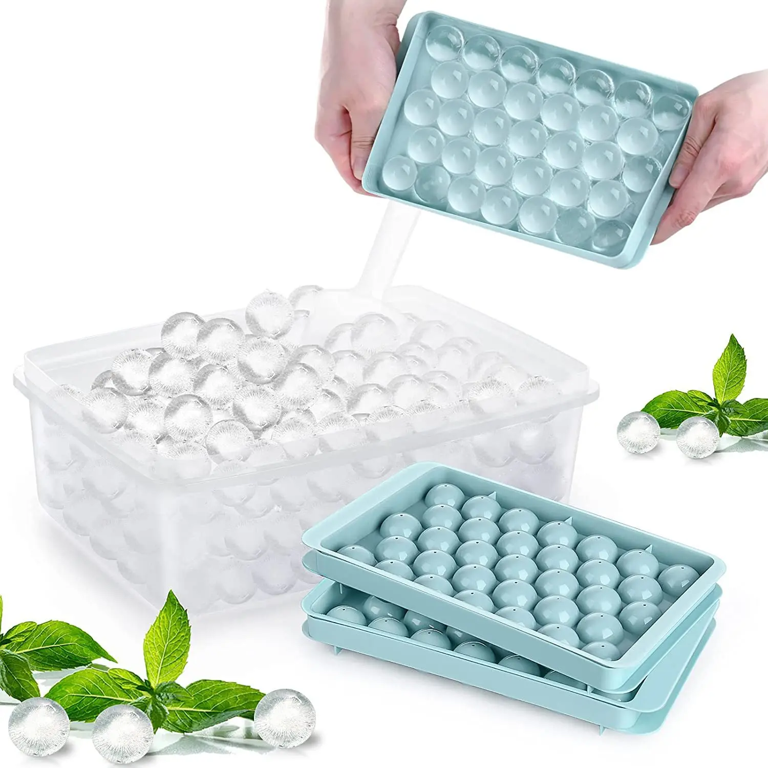 

33 Ice Boll Hockey PP Mold Frozen Whiskey Ball Popsicle Ice Cube Tray Box Lollipop Making Gifts Kitchen Tools Accessories