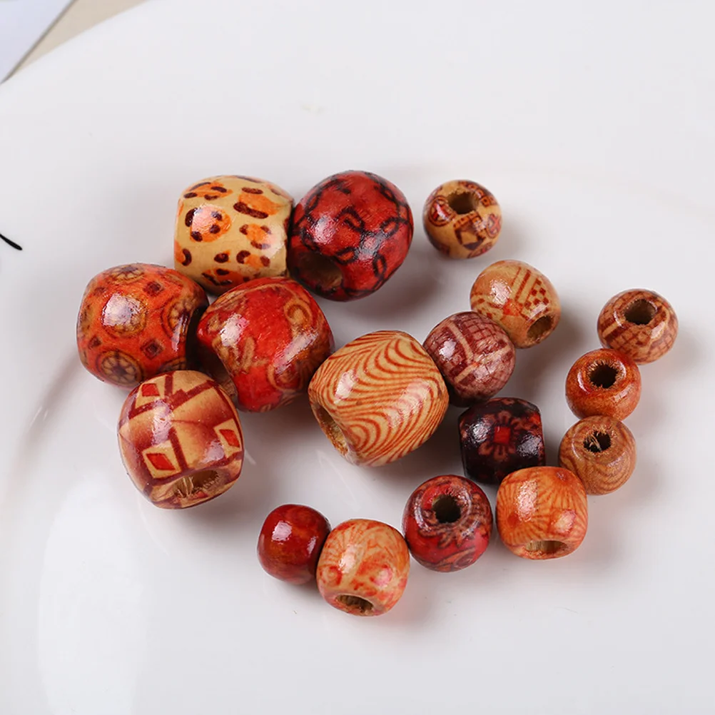 

100 Pcs 10mm Natural Round Wood Beads Elected Printed Spacer Beads for Jewelry and Ornaments Making