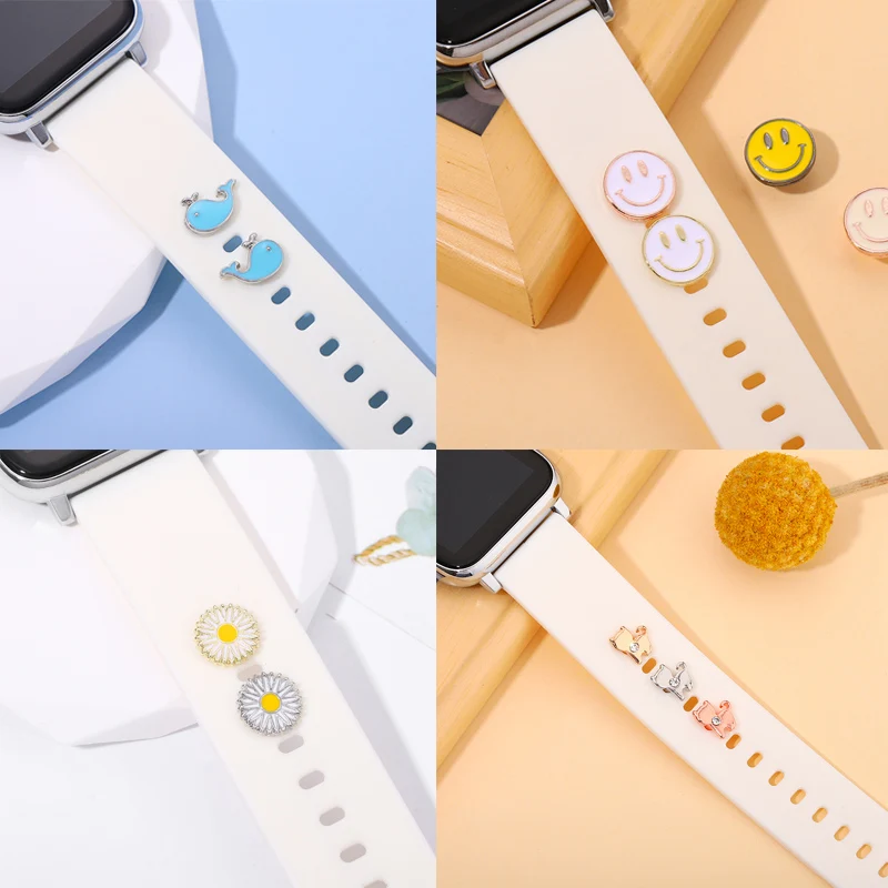 

Милые Мультяшные декоративные подвески для Apple Watch, силиконовый ремешок, аксессуары, ювелирные изделия для ногтей, подвески в виде цветов и ж...
