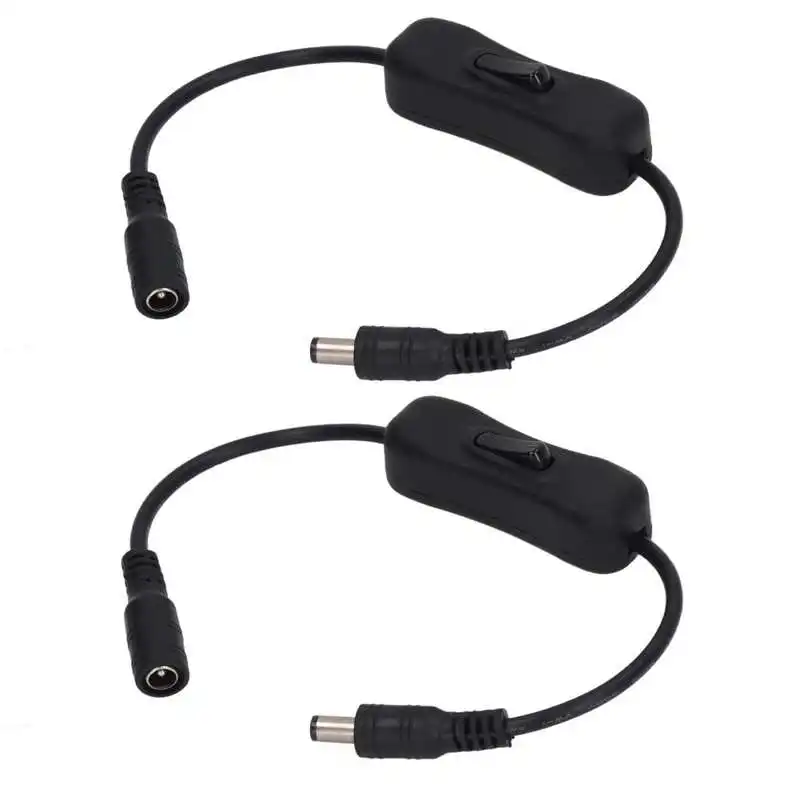 

2Pcs DC Power Inline Cable 11.5in Length DC 12V Switch Function DC Male Female Cable for LED Strip CCTV Water Pump