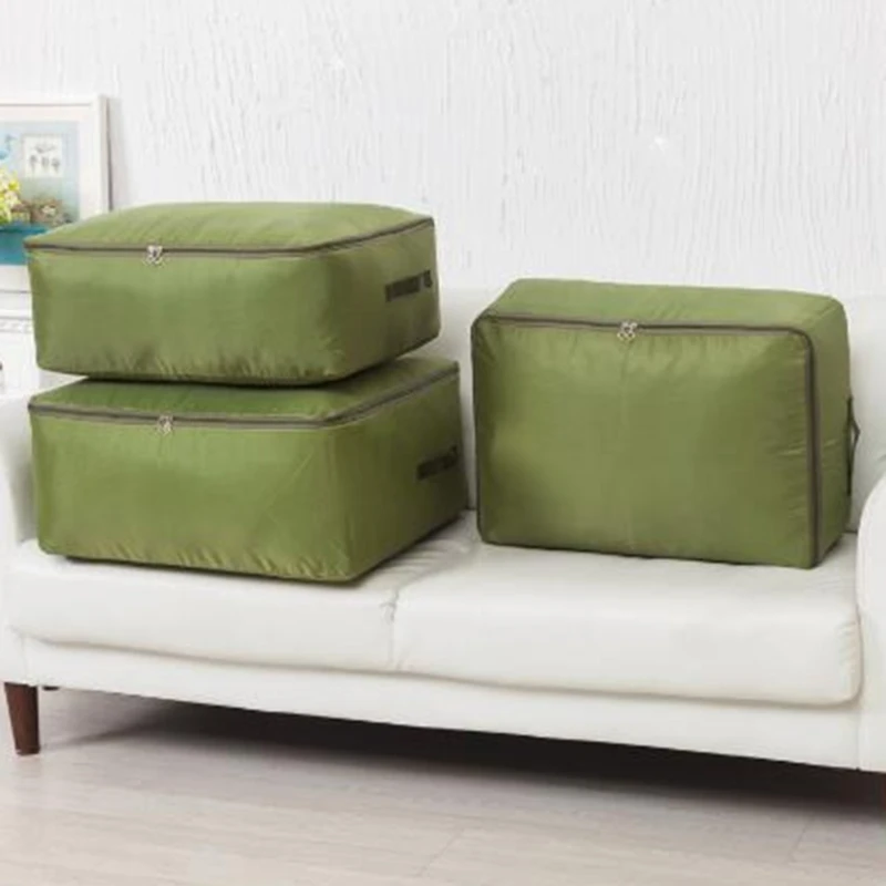 

Quilt Storage Bag Oxford Solid Color Closet Organizers Blanket Dustproof Zipper Storage Bags Wardrobe Storage Box
