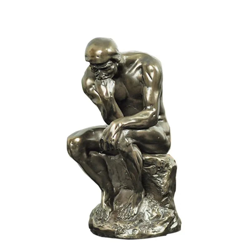 SCALED THE THINKER SCULPTURE HANDMADE COPPER AND RESIN FRENCH RODIN'S STATUE ARTWORK DECOR SOUVENIR CRAFT ORNAMENT ACCESSORIES