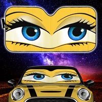 funny cute anime lady cartoon girly yellow car auto sunshades
