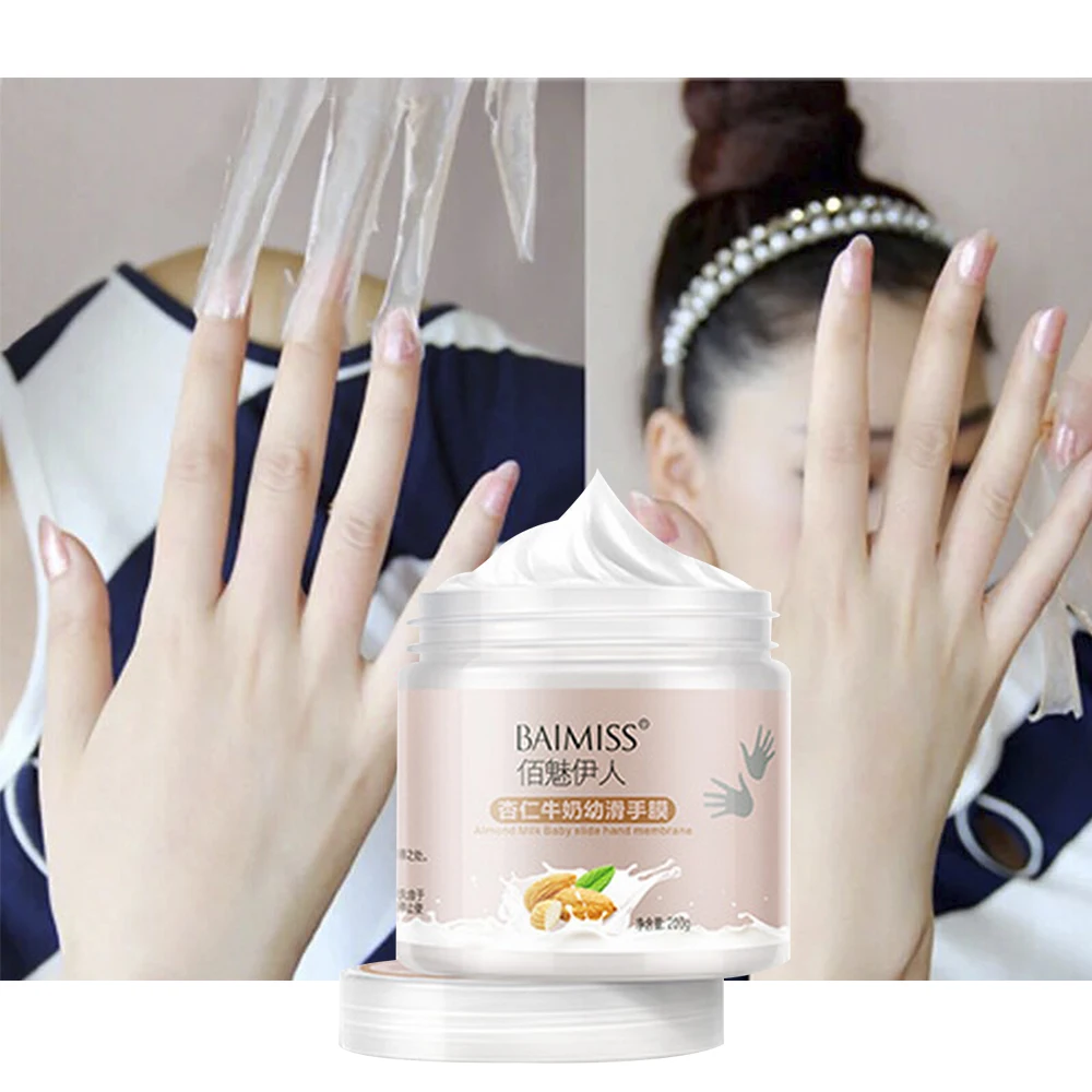 

BAIMISS Almond Milk Hand Mask Silky Paraffin Wax Exfoliating Nourish Moisture Whitening Anti Wrinkle Aging Skin Care Cream 200g