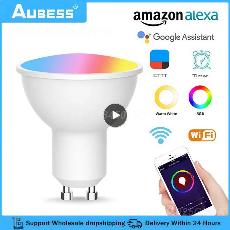 

1~8PCS GU10 Spotlight WiFi Smart Light Bulb 5w RGB+CW 2700-6500K Smart Bulb App Remote Control RGB Light Lamp For Alexa Google