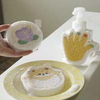 cartoon compressed wood pulp sponge absorbent sponge dish towel dish cloth sponge kitchen cleaning accessories kitchen items