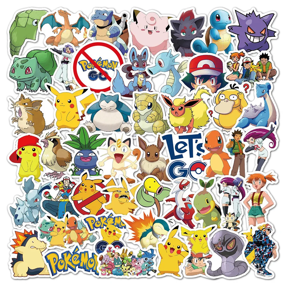 

10/30/50pcs Mix Kawaii Pokemon Anime Stickers for Water Bottle Motorcycle Luggage Guitar Skateboard Cool Sticker Kids Decal Gift