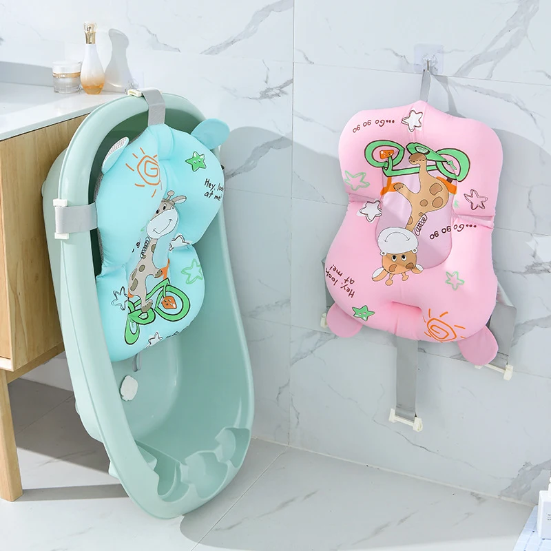

Infant Bath Pad Baby Shower Bath Tub Pad Non-Slip Bathtub Mat Newborn Safety Bath Support Cushion Soft Pillow