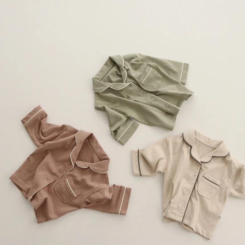 Freely Move Children Pajamas Set Kids Baby Girl Boys Casual Clothing Lapel Children Sleepwear Pajamas Sets Children Clothing