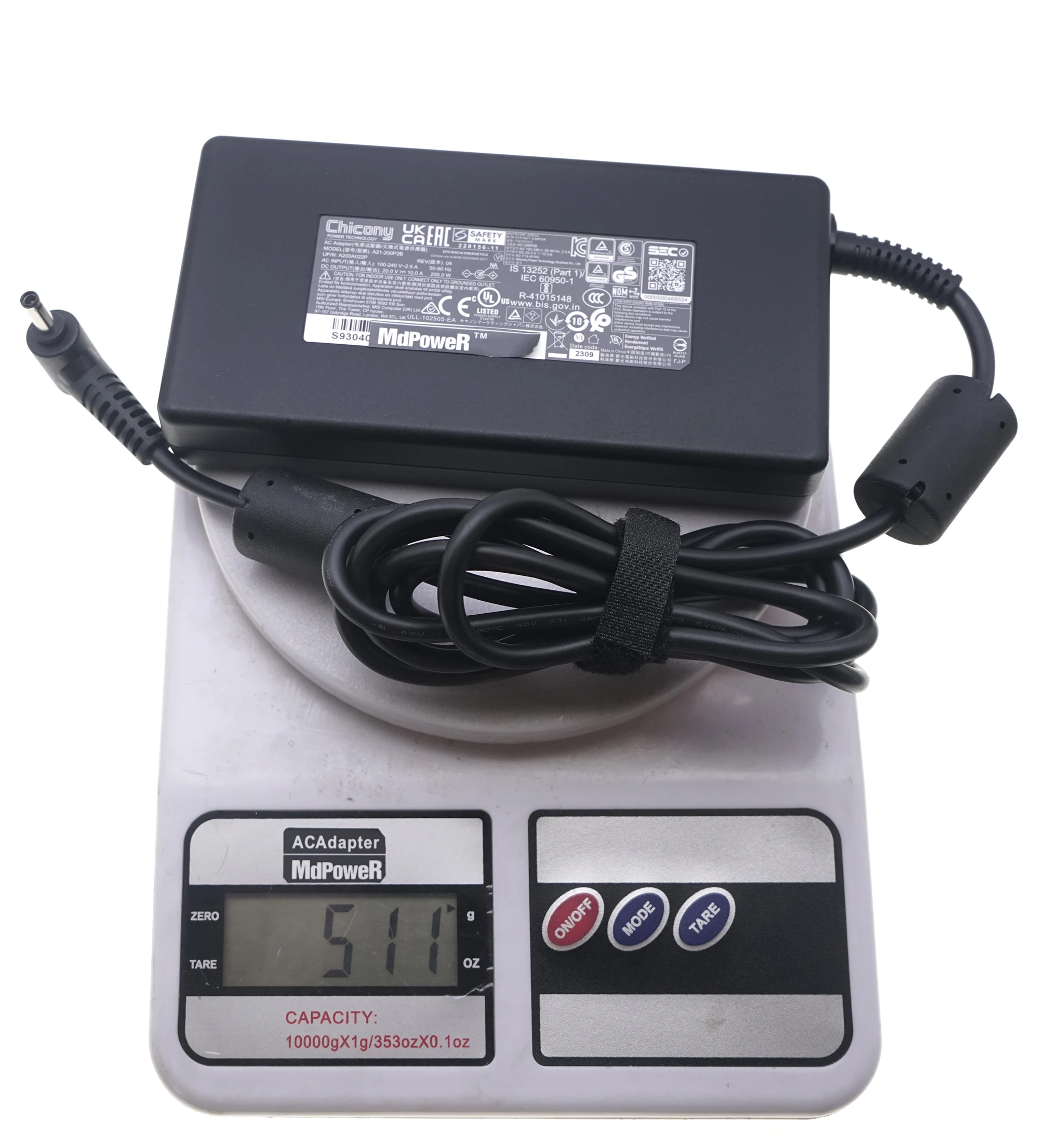 Фото Оригинальный OEM-адаптер питания Chicony 20V 10A 200W A21-200P2B A200A022P для ноутбуков MSI Stealth 14 Studio MS-14K Gaming №5