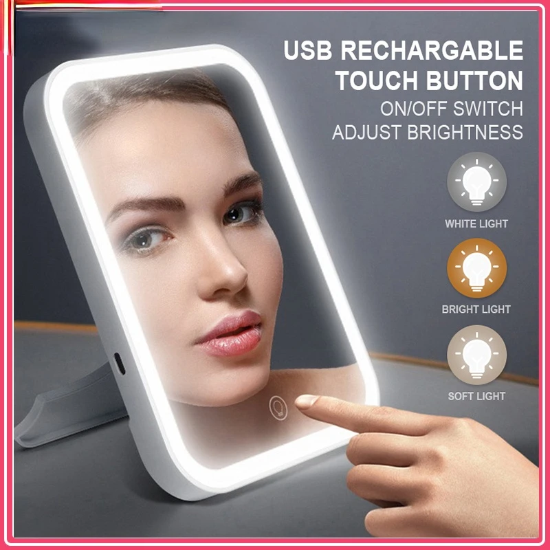 

LED Makeup Mirror Touch Screen 3 Light Portable Standing Folding Vanity Mirroir 5X Magnifying Compect Cosmetics Mirror