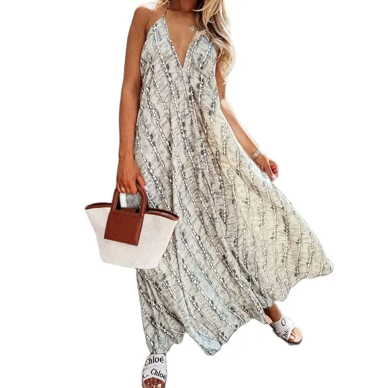 

New Sexy V-neck Women Summer Dress Bling Women Beach Long Dress Fashion Holiday Dress Casual Tarvel Dress Drop Shipping