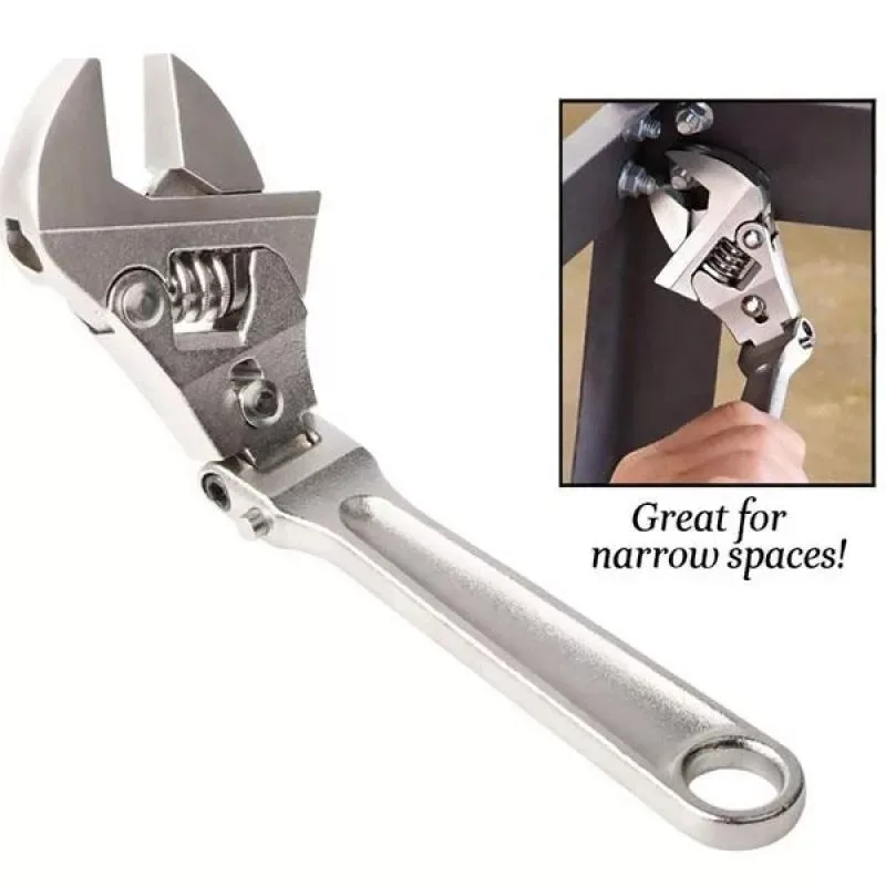 

8 inch Adjustable Ratchet Wrench 180-degree Folding Handle Dual-purpose Pipe Wrench Spanner Key Hand Tool