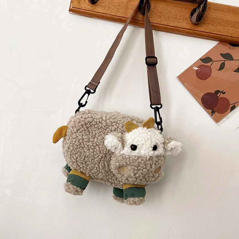 Lovely Cartoon Cow Shape Shoulder Messenger Bag Kids Designer Bag Mini Crossbody Bags Small Handbags Coin Bag Purse Women'S Bag