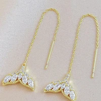 plated earrings fashion fishtail wave delicate earrings women jewelry gift boutique inlaid zirconium diamond fishtail pendant