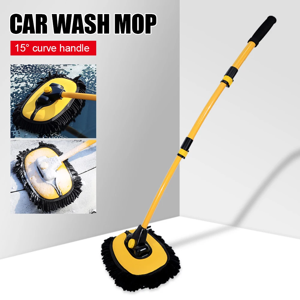 

Car Cleaning Brush Telescopic Long Handle Car Wash Mop Cleaning Tool Non-Scratch Chenille Broom Car Wash Brush for Roof Window