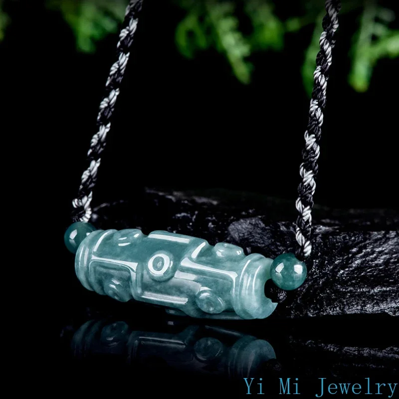 Натуральный трапециевидный жадеит голубая вода девятиоковый Дзи ледяной