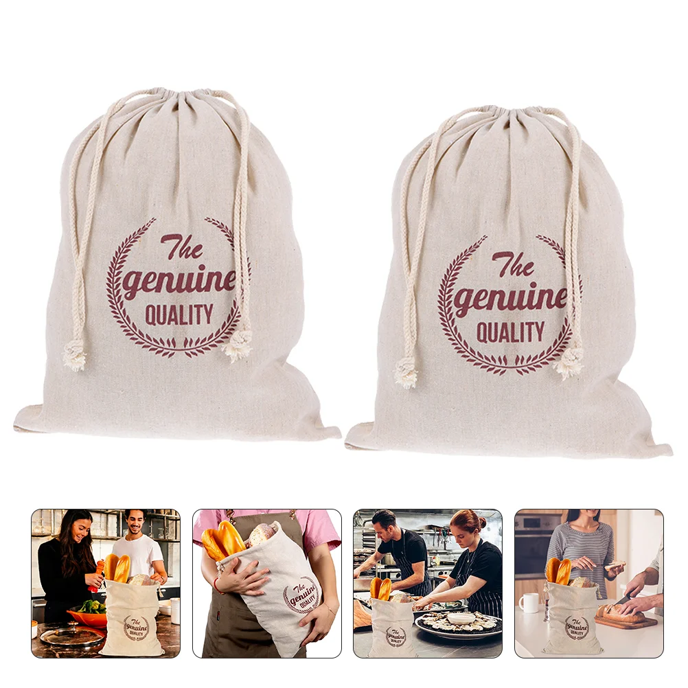 

2pcs Linen Bread Pouches Bread Pouches Loaf Pouches Drawstring Pouches Bread Bags For Cafe Bakery Kitchen Home