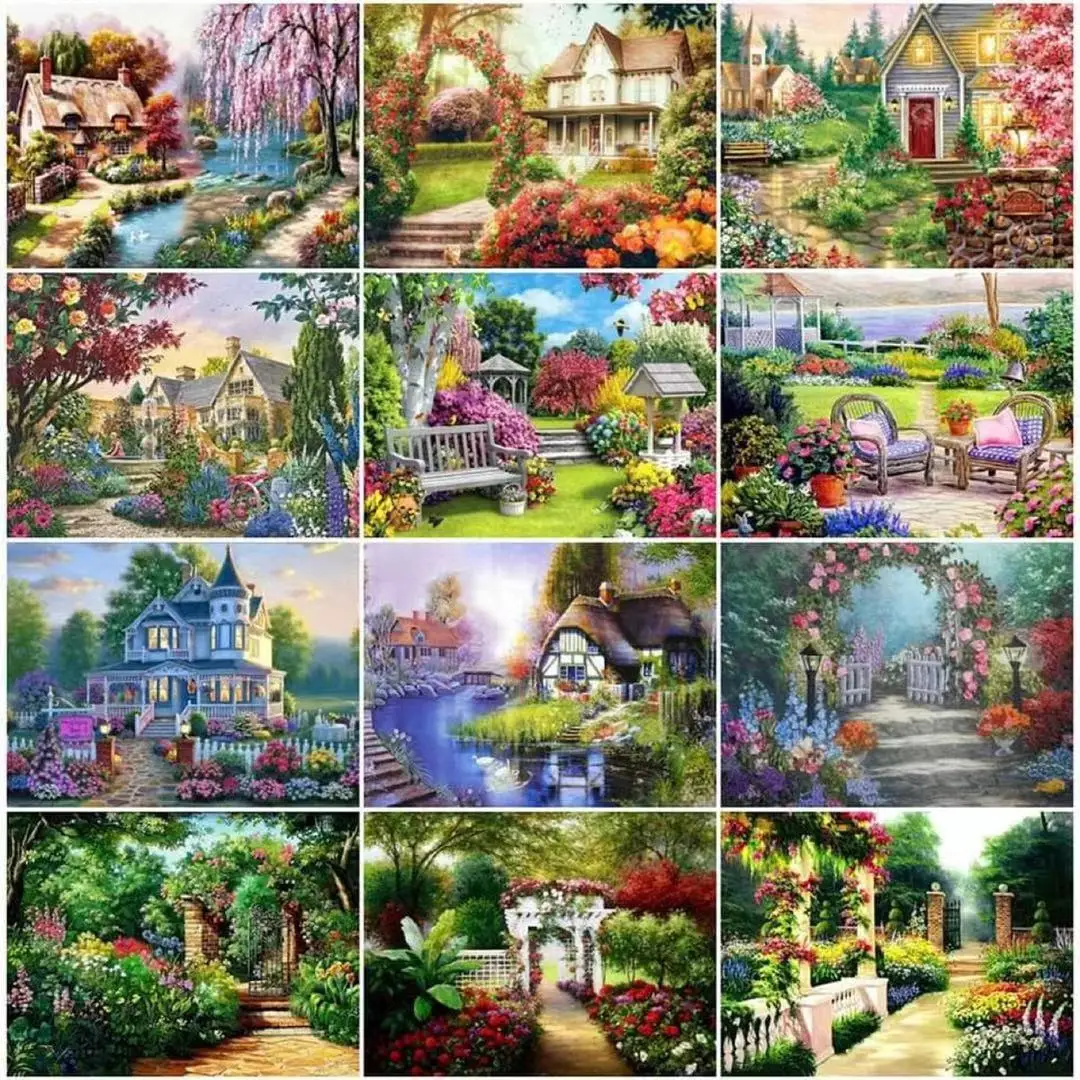 

5D Diamond Painting landscape Village Villa Theme Full Square&Round embroidery mosaic Cross stitch Paint Home Decor color Art