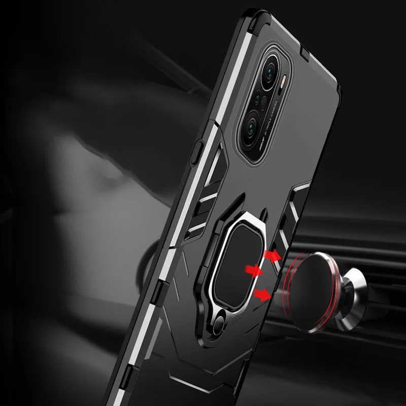 

For Xiaomi Poco F3 Case Stand Holder Magnetic Car Ring Phone Back Cover 2021 Pocof3 f 3 Slim PC Phone Coque Funda PocoF3 Capa