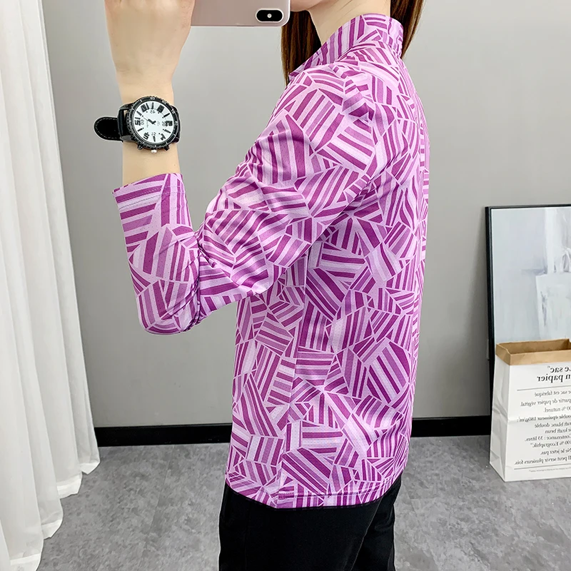 2023 New Summer Quick Dry Elastic Long Sleeve Casual T-Shirts Women's Skin/Sun/UV Protection Hiking Workout Gym Shirts Outdoor