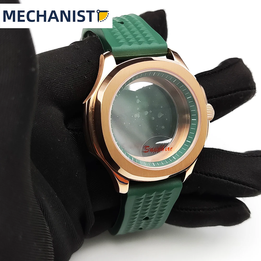 Machinist-39mm Elegant Men's Watch Accessories Waterproof Case NH35/36/4R Caliber Sapphire Crystal Screw Crown Green Strap enlarge