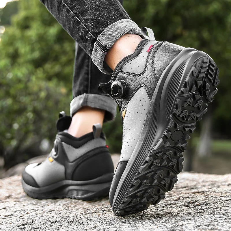 Men's Hiking Shoes High Quality Outdoor Athletic Shoes Non-slip Climbing Trekking Sneakers Quick Lacing Mountain Boots for Men
