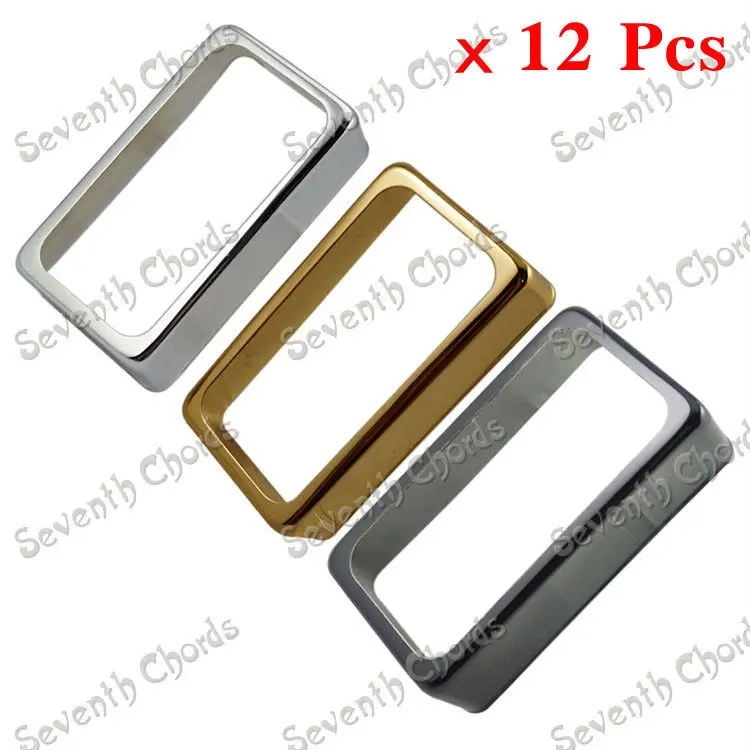 

12 Pcs Brass Guitar Humbucker Pickup Covers/Lid/Shell for Electric Guitar Replacement Parts - Chrome - Black - Golden