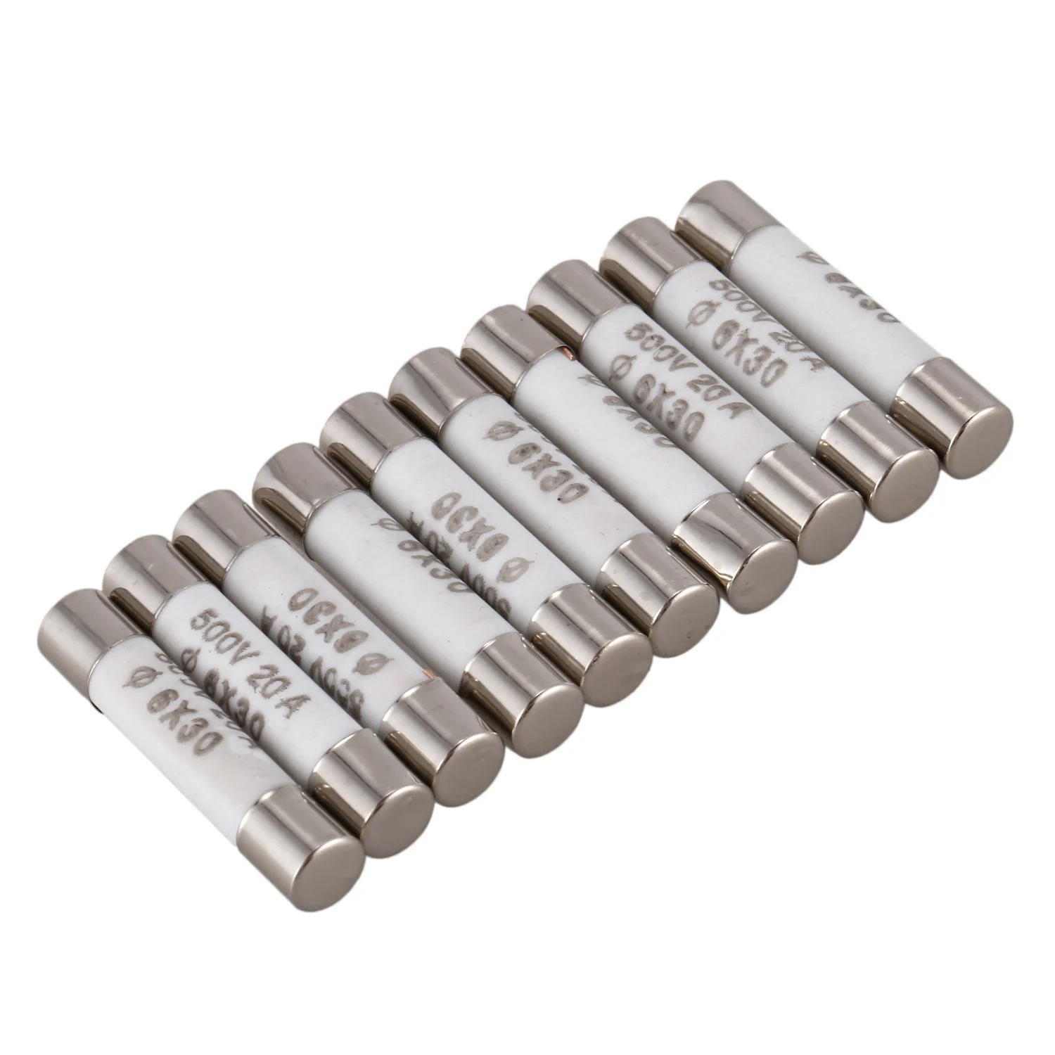 

10 Pieces 6mmx30mm 20A Faset-Blow Ceramic Fuse Link 500V