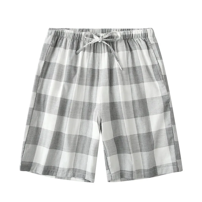Pajamas for Men Cotton Summer Can Be Worn Outside  Loose Home Shorts Large Size Plaid Beach Pants Soft and Leisure Sleepwear