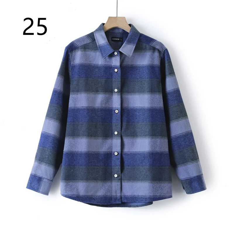 Regular Fit  Blouses Casual Flannel Female Top Long Sleeve Men Shirt Blusas Candy