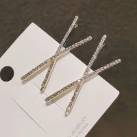 1pc girl crystal simple hair accessories bridal headwear x hair clips cross hairpins rhinestones side clip