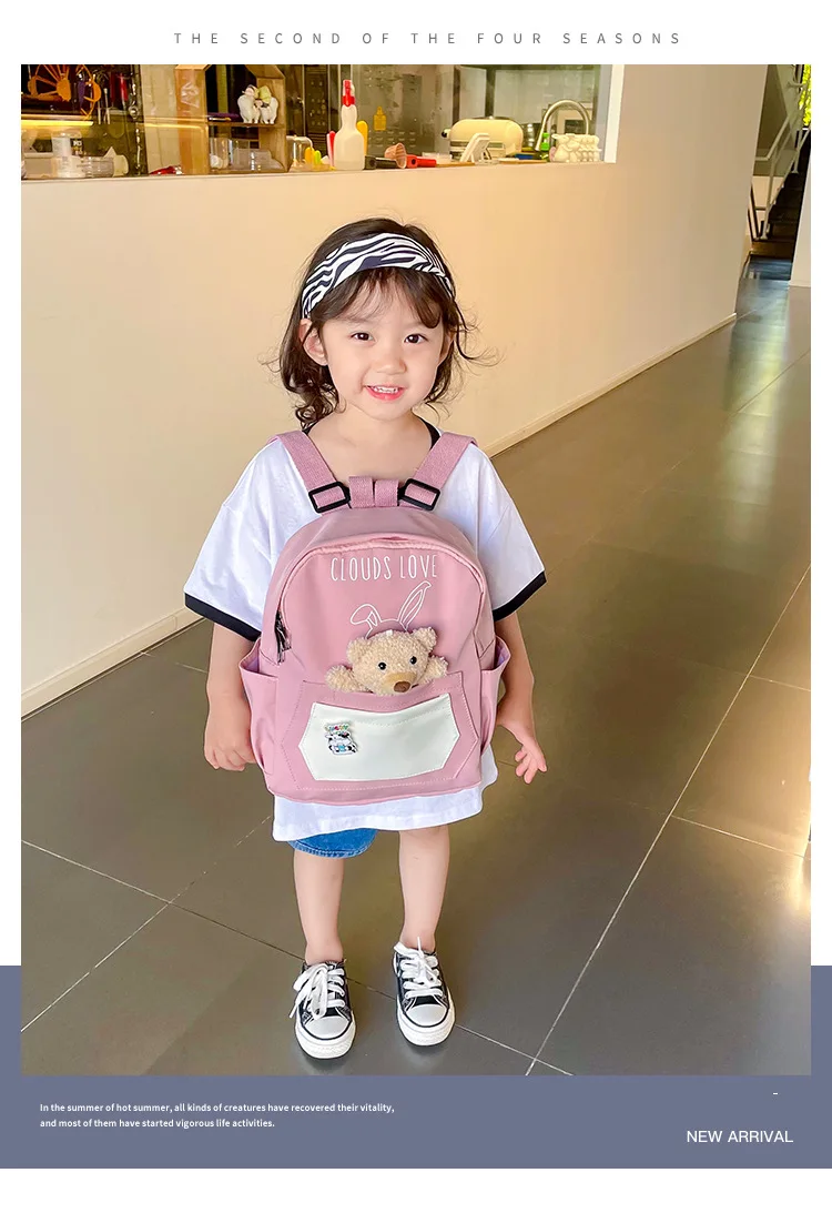 

Baby Backpack Cute Cartoon Bear Pattern Waterproof Breathable Light Large Capacity Children School Bag Kid Go Out Travel Bag New