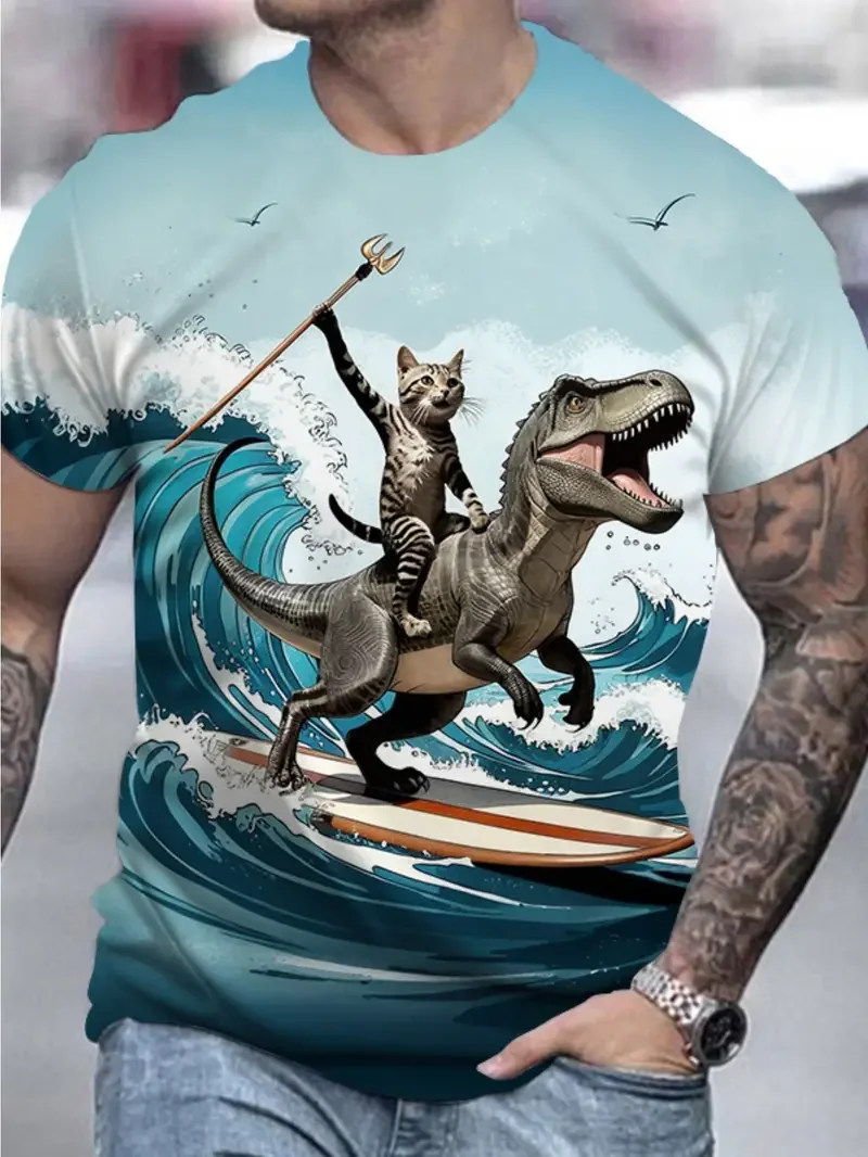 Мужская футболка с 3D принтом кота