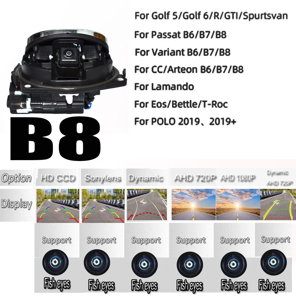 

170 ° AHD 1080P флип-эмблема, камера заднего вида для VW Golf 6/7/8 Polo CC Beetle Magotan B6 B7 B8 EOS T-roc Passat