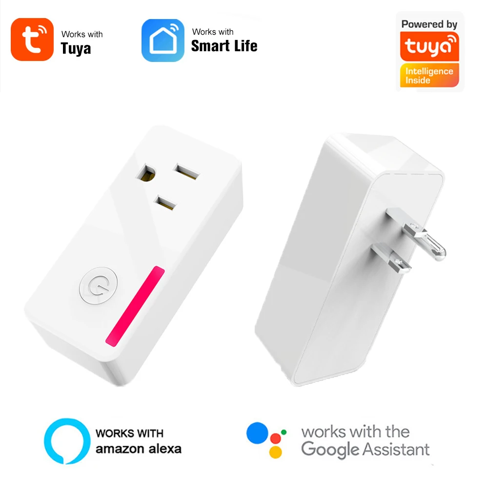 Купи Tuya Wifi Mini Smart Socket AC110-250V US Standard 10A Plug Remote Control Power Monitor Timing Switch for Smart Home Automation за 548 рублей в магазине AliExpress